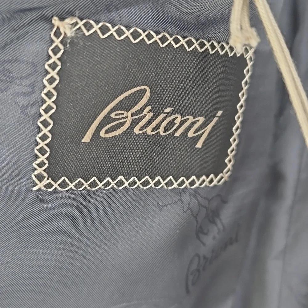 Brioni Men's Plaid Blazer Blue and Gray - Picture 2 of 12